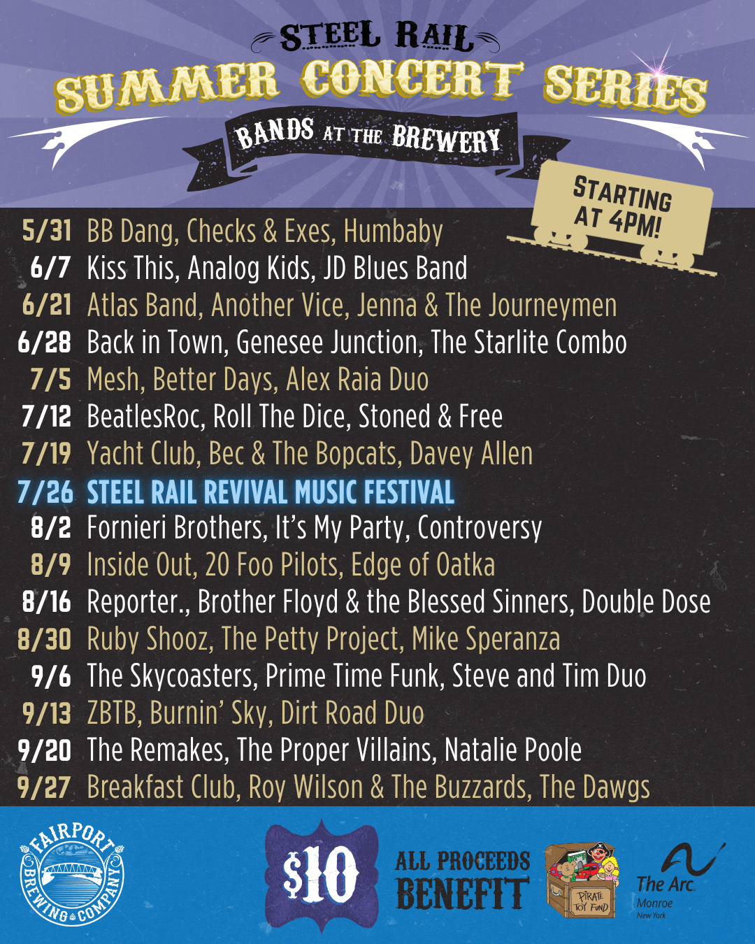 2025 Steel Rail Summer Concert Series Line Up (Final Design) 7.16.25